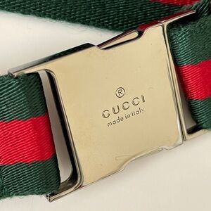GUCCI Vintage GG Supreme Web Stripe Belt Bag Waist Pouch Brown Canvas Made Italy